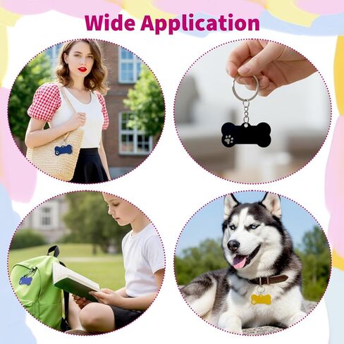 30 Pcs Stainless Steel Blank Pet ID Tags, Bone Shape Custom Dog Tags, Double Sided Engraved Dog Cat Name Phone Number ID Tag, 6 Colors in Kuwait