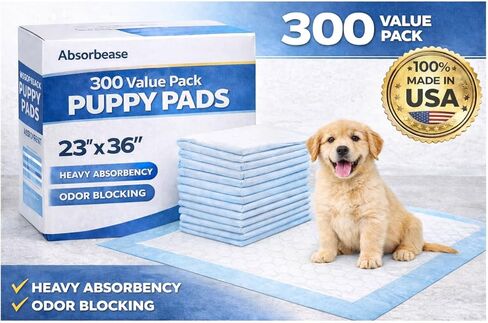 Puppy Pads 23" x 36" – 300 Count Dog Training Pads, Made in USA, Ultra Absorbent Pee Pads for Dogs, Odor Blocking Quick Dry Pet Pads for Puppies, Large Dogs & Indoor Potty Training in Kuwait