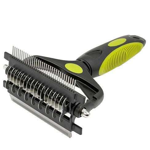 3-in-1 Pet Grooming Comb Dematting Tool - Double Sided Shedding, Dematting Undercoat Rake for Dogs and Cats, Grooming Brush with Stainless Steel Teeth, Detangler Comb for Matted Fur Removal in Kuwait