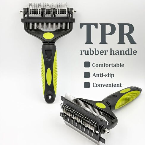 3-in-1 Pet Grooming Comb Dematting Tool - Double Sided Shedding, Dematting Undercoat Rake for Dogs and Cats, Grooming Brush with Stainless Steel Teeth, Detangler Comb for Matted Fur Removal in Kuwait