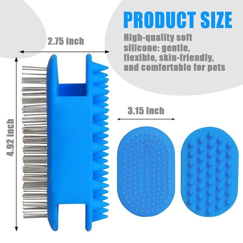 Upgraded Double-Sided Dog Brush for Shedding & Deshedding, Silicone Pet Bath Brush for Long Short Haired Dogs and Cats, Dog Grooming Brush for Shower, Massage, 3-in-1 Hair Removal Comb in Kuwait