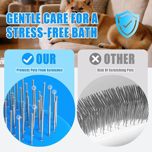 Upgraded Double-Sided Dog Brush for Shedding & Deshedding, Silicone Pet Bath Brush for Long Short Haired Dogs and Cats, Dog Grooming Brush for Shower, Massage, 3-in-1 Hair Removal Comb in Kuwait