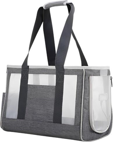 Pet Carrier Bag Up to 11 Lbs / 5 Kg, Breathable Portable Travel Pet Tote Bag, Gray L Size Transparent Handbag for Puppy, Small Dogs and Cats, 17.3 X 6.7 X 11.4 in in Kuwait