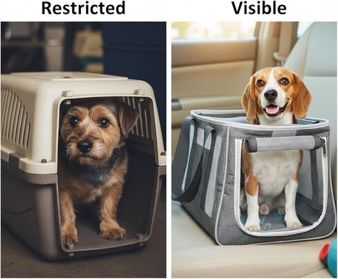 Pet Carrier Bag Up to 11 Lbs / 5 Kg, Breathable Portable Travel Pet Tote Bag, Gray L Size Transparent Handbag for Puppy, Small Dogs and Cats, 17.3 X 6.7 X 11.4 in in Kuwait