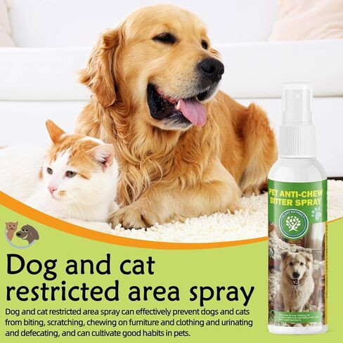 Anti-Chew Bitter Apple Spray for Dogs 120ml, Deter Dogs and Cats from Chewing Furniture and Other Household Items, Friendly Formula Training Spray for Indoor & Outdoor Use in Kuwait