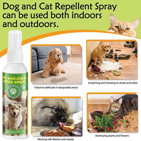 Anti-Chew Bitter Apple Spray for Dogs 120ml, Deter Dogs and Cats from Chewing Furniture and Other Household Items, Friendly Formula Training Spray for Indoor & Outdoor Use in Kuwait