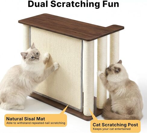 Veehoo Couch Protector from Cat Claws, Couch End Table with Cat Scratch Panel and Scratching Posts, Pet Corner Sofa Side Table Scratcher, Back Walnut, Left in Kuwait
