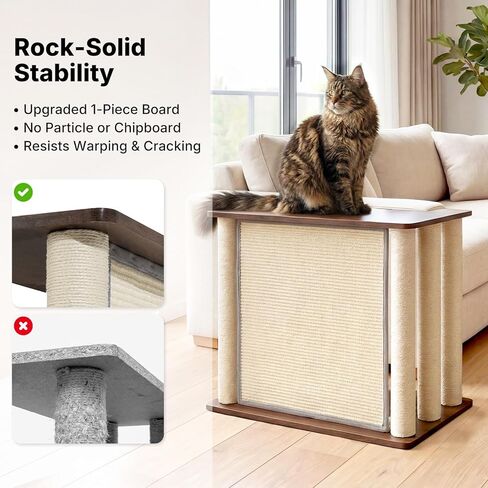 Veehoo Couch Protector from Cat Claws, Couch End Table with Cat Scratch Panel and Scratching Posts, Pet Corner Sofa Side Table Scratcher, Back Walnut, Left in Kuwait
