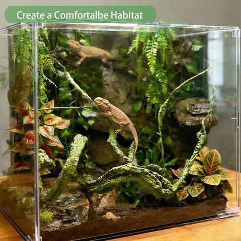 Reptile Vines, Reptile Plants for Bearded Dragon Tank Accessories, Chameleon Cage Accessories, Flexible Jungle Climbing Vines, Terrarium Fake Plants Habitat Decor for Chameleon, Lizards, Gecko, Snake in Kuwait
