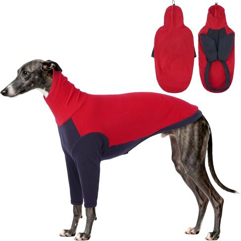 DENTRUN Greyhound Dog Sweatshirt, Fleece Turtleneck Jumper for Greyhounds & Whippets - Warm Knitted Sweater for Lurchers, Italian Greyhounds, Salukis (XXXL, Red) in Saudi Arabia