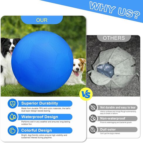 VIVOYAN 25" Herding Ball for Dogs and Horses, Durable Waterproof Dog Toy, Dual-Layer Large Interactive Pet Play Ball for Australian Shepherds, Cattle Dogs, Collies, and All Herding Breeds (Blue) in Kuwait