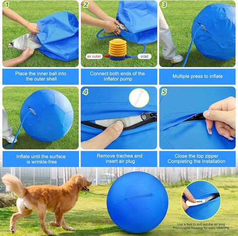 VIVOYAN 25" Herding Ball for Dogs and Horses, Durable Waterproof Dog Toy, Dual-Layer Large Interactive Pet Play Ball for Australian Shepherds, Cattle Dogs, Collies, and All Herding Breeds (Blue) in Kuwait
