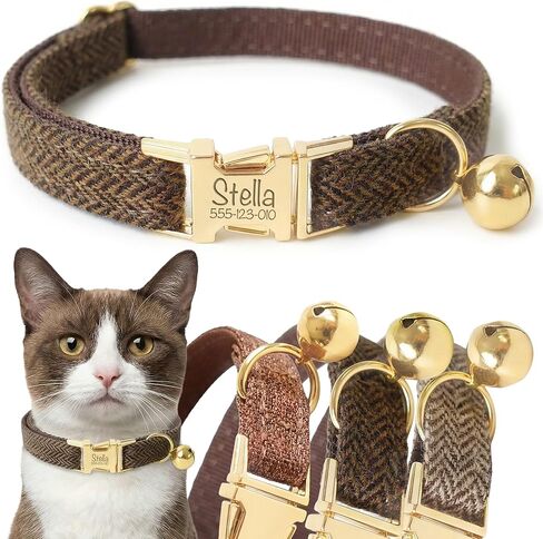 Custom Engraved Cat Collar with Removable Bow Tie - Personalized ID Tag & Safety Bell, Adjustable Luxury Polyester Pet Collar (Small & Large Sizes), （Non- Breakaway） Multiple Colors for Cats in Kuwait