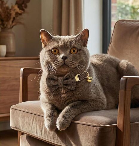 Custom Engraved Cat Collar with Removable Bow Tie - Personalized ID Tag & Safety Bell, Adjustable Luxury Polyester Pet Collar (Small & Large Sizes), （Non- Breakaway） Multiple Colors for Cats in Kuwait