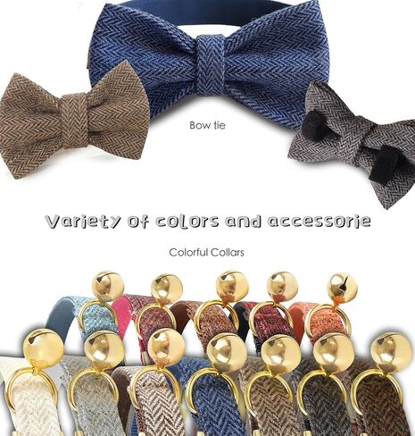 Custom Engraved Cat Collar with Removable Bow Tie - Personalized ID Tag & Safety Bell, Adjustable Luxury Polyester Pet Collar (Small & Large Sizes), （Non- Breakaway） Multiple Colors for Cats in Kuwait