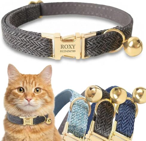 Custom Engraved Cat Collar with Removable Bow Tie - Personalized ID Tag & Safety Bell, Adjustable Luxury Polyester Pet Collar (Small & Large Sizes), （Non- Breakaway） Multiple Colors for Cats in Kuwait