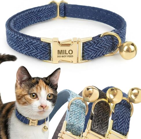 Custom Engraved Cat Collar with Removable Bow Tie - Personalized ID Tag & Safety Bell, Adjustable Luxury Polyester Pet Collar (Small & Large Sizes), （Non- Breakaway） Multiple Colors for Cats in Kuwait