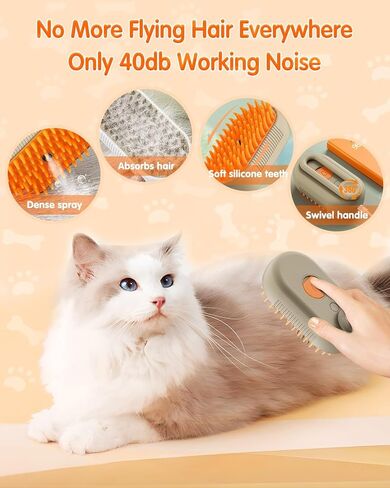 Pet Steam Brush, 2026 Upgrade 3 in 1 Self Cleaning Steam Cat Brush Pet Spray Comb, Anti-Static Pets Grooming Spray Brushes with Massage Cleaning Shedding for Long Short Haired Cats Dogs (White) in Saudi Arabia