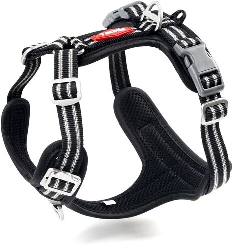 No Pull Dog Harness - Adjustable Reflective Dog Vest with Metal Snap, Soft Breathable Mesh No Choke Puppy Harness, Easy to Put on & Take Off (Purple, Medium) in Kuwait