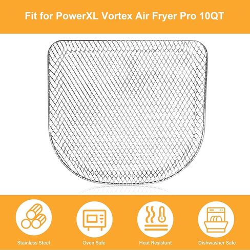 ALJ Premium Concave Air Fryer Rack for PowerXL Vortex Air Fryer Pro 10QT, 3PCS Air Fryer Oven Mesh Style Food Tray Shelf Grill Crisper Plate Rack Grate Grid for PowerXL Air Fryer, Dishwasher Safe in Kuwait