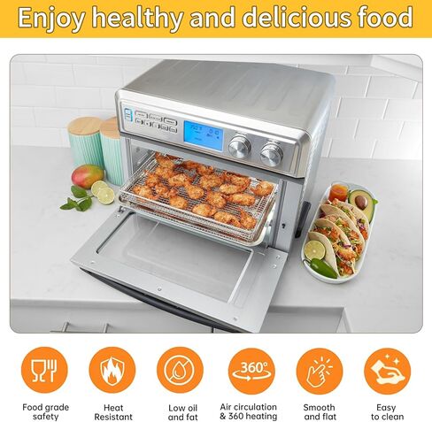 3-Piece Air Fryer Accessories for Cuisinart TOA-95NAS Extra-Large Toaster Oven, Stainless Steel Replacement Crisper Basket, Baking Tray & Wire Rack Parts for Bake Broil Roast, Dishwasher Safe in Kuwait