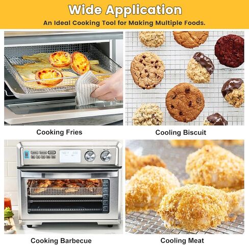 3-Piece Air Fryer Accessories for Cuisinart TOA-95NAS Extra-Large Toaster Oven, Stainless Steel Replacement Crisper Basket, Baking Tray & Wire Rack Parts for Bake Broil Roast, Dishwasher Safe in Kuwait