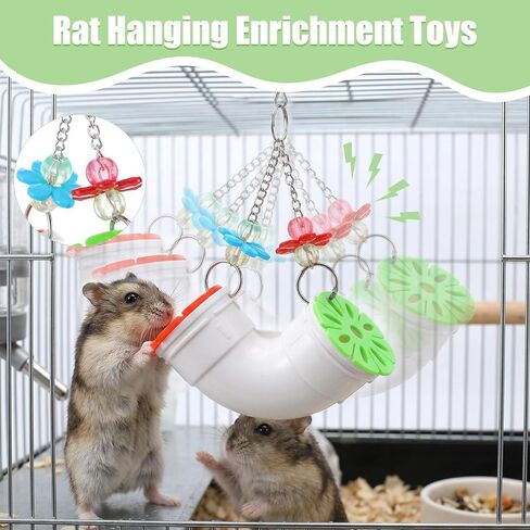 Rat Enrichment Toys, Rat Foraging Toy with Healthy Slow Feeder Design, Funny Hanging Rats Cage Accessories to Reduce Boredom for Pet Mice Hamsters Parakeets, Easy-Clean in Kuwait
