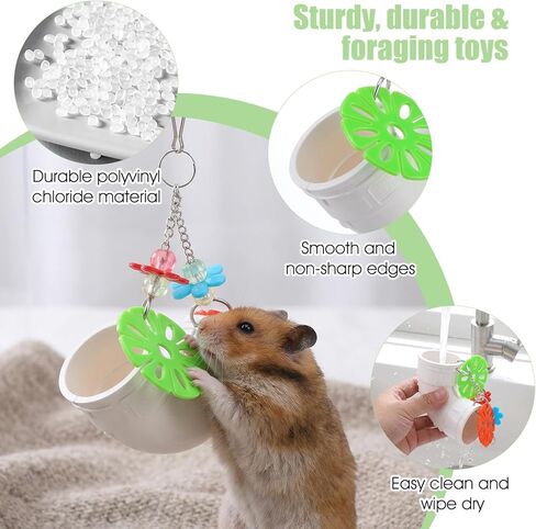 Rat Enrichment Toys, Rat Foraging Toy with Healthy Slow Feeder Design, Funny Hanging Rats Cage Accessories to Reduce Boredom for Pet Mice Hamsters Parakeets, Easy-Clean in Kuwait