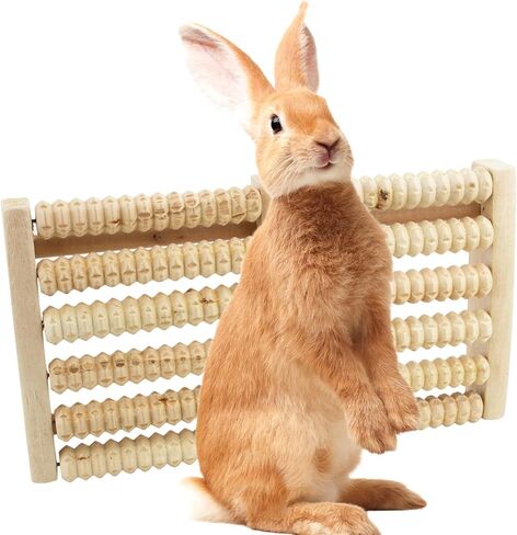Bunny Toys, Wooden Rabbit Massage Roller Toy, Safe Bunny Scratching Roller Toy for Claws, Relief Stress, Natural Rabbit Chewing Teeth Grinding Toys for Cat, Dog, Guinea Pigs, Chinchillas, Ferret in Kuwait