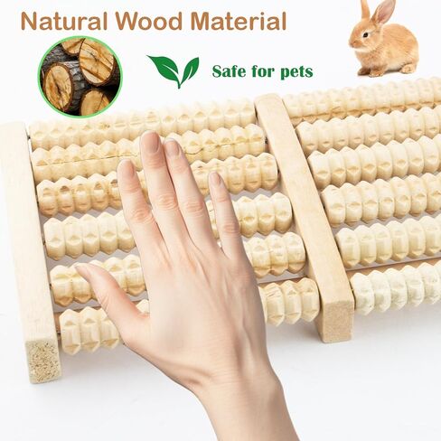 Bunny Toys, Wooden Rabbit Massage Roller Toy, Safe Bunny Scratching Roller Toy for Claws, Relief Stress, Natural Rabbit Chewing Teeth Grinding Toys for Cat, Dog, Guinea Pigs, Chinchillas, Ferret in Kuwait
