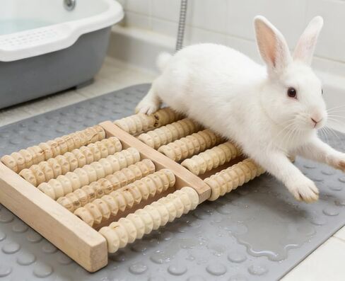 Bunny Toys, Wooden Rabbit Massage Roller Toy, Safe Bunny Scratching Roller Toy for Claws, Relief Stress, Natural Rabbit Chewing Teeth Grinding Toys for Cat, Dog, Guinea Pigs, Chinchillas, Ferret in Kuwait