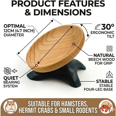 Hamster Wheel Toy, Wooden + Plastic Hermit Crabs Running Wheel Toys, Small Animals Cage Accessory, Tank Accessory, Suitable for Hermit Crab Hamster Rat in Kuwait