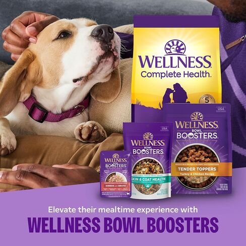 Wellness Bowl Boosters Tender Toppers Dog Food Topper for Small, Medium, and Large Breeds, Grain Free, Natural, Turkey and Chicken Recipe, 2 lb Bag in Kuwait