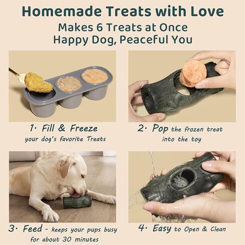 MENGJINGO Long-Lasting Interactive Dog Toys and Silicone Frozen Treat Tray - Keep Your Puppy Busy, Safe for Aggressive Chewers, Enrichment Toy for Medium & Large Dogs 25-75 lbs in Kuwait