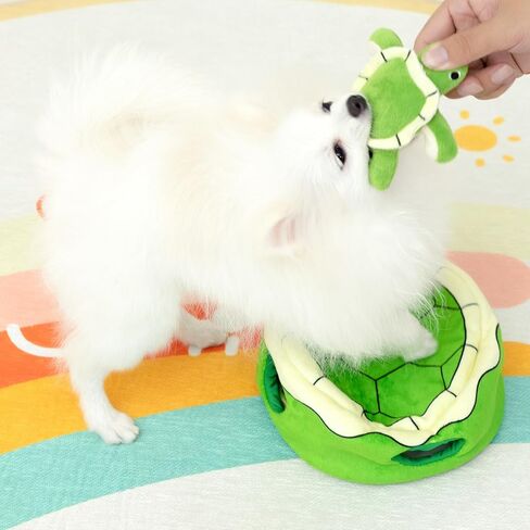 Hollypet Squeaky Dog Toy, Interactive Plush Hide and Seek Dog Toys for Small Medium Sized Dogs and Non-Aggressive Chewers, Puppy Teeth Clean Chew Toys, Turtles in Saudi Arabia