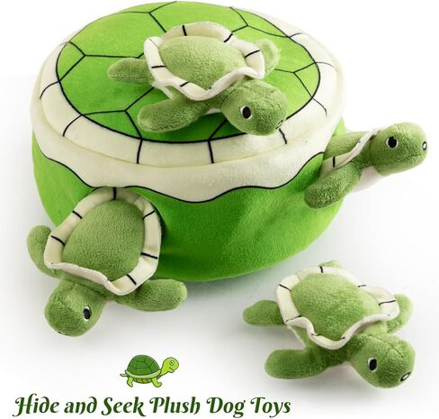 Hollypet Squeaky Dog Toy, Interactive Plush Hide and Seek Dog Toys for Small Medium Sized Dogs and Non-Aggressive Chewers, Puppy Teeth Clean Chew Toys, Turtles in Saudi Arabia