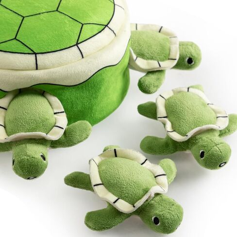 Hollypet Squeaky Dog Toy, Interactive Plush Hide and Seek Dog Toys for Small Medium Sized Dogs and Non-Aggressive Chewers, Puppy Teeth Clean Chew Toys, Turtles in Saudi Arabia