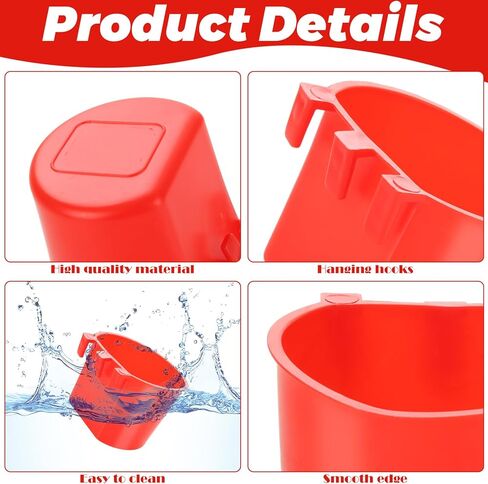 100 PCS Chicken Water Cups, 8 oz Cage Cups Chicken Feeder Birds Hanging Feeders Seed Bowl Plastic Water Bowl Hanging Feeding Watering Dish Coop Cups for Parrot Parakeet Poultry, Red in Kuwait
