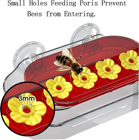 Window Hummingbird Feeder, Strong Suction Cup Hummingbird Feeder with 4 Feeding Ports, Plastic Hummingbird Feeders for Outdoors, Built-in Moat,Easy to Clean and Refil,1 Pack,10oz in Kuwait