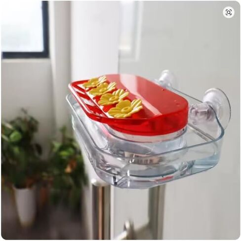 Window Hummingbird Feeder, Strong Suction Cup Hummingbird Feeder with 4 Feeding Ports, Plastic Hummingbird Feeders for Outdoors, Built-in Moat,Easy to Clean and Refil,1 Pack,10oz in Kuwait