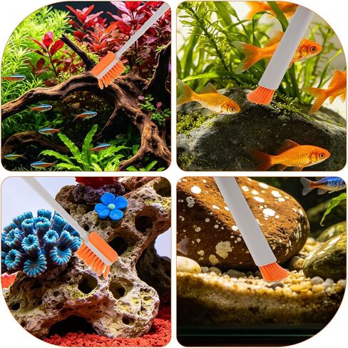 Small Fish Tank Cleaning Brush, 30x3cm/11.81x1.18in Aquarium Algae Scraper with 2 Felt Replacement Cloths for Cleaning Glass and Acrylic Aquariums in Kuwait
