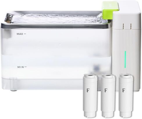 Furbulous True Clean-Drinking Automatic Water Dispenser with Ultrafiltration Tech, 316 Stainless Steel & BPA-Free Trays, 3.3L/112oz Bowl, Two-Mode Fountain for Cat/Medium Dog/Pet (Beige White, 3 UF) in Kuwait