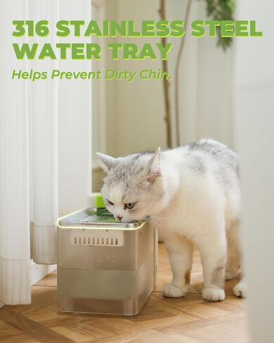 Furbulous True Clean-Drinking Automatic Water Dispenser with Ultrafiltration Tech, 316 Stainless Steel & BPA-Free Trays, 3.3L/112oz Bowl, Two-Mode Fountain for Cat/Medium Dog/Pet (Beige White, 3 UF) in Kuwait