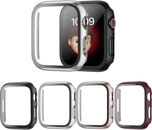 حافظة مكونة من 4 قطع متوافقة مع Apple Watch Series 8 وSeries 7 مقاس 45 ملم مع واقي شاشة من الزجاج المقوى، غطاء واقٍ صلب رفيع للغاية مقاوم للخدش لساعة iWatch in Kuwait
