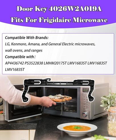 استبدال مزلاج باب الميكروويف 4026W2A019A لمجموعة فرن الميكروويف LG Kenmore Amana، متوافق مع AP4436742 PS3522838 LMHM2017ST LMV1683ST LMV1683ST LMV1683ST in Kuwait