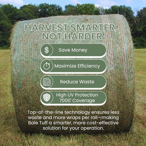 Bale Tuff Round Bale Hay Net Wrap | Green | Farm-Grade UV Stabilized Net Wrap for Hay, Corn Stalks & Alfalfa | (64 in x 7,000 ft) (1) in Kuwait