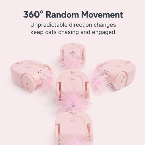 AHZGBL Interactive Cat Mouse Toy with Random 360° Movement, Dual-Side Self Play Cat Toy with Sound & Feather, Smart Sleep & Touch Activate, Automatic Cat Toy for Indoor Cats & Kittens, Pink(Pack of 2) in Saudi Arabia