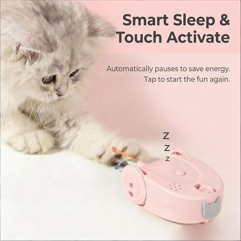 AHZGBL Interactive Cat Mouse Toy with Random 360° Movement, Dual-Side Self Play Cat Toy with Sound & Feather, Smart Sleep & Touch Activate, Automatic Cat Toy for Indoor Cats & Kittens, Pink(Pack of 2) in Saudi Arabia