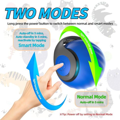 Interactive Cat Toy Ball - Automatic Interactive Cat Toys for Indoor Cats, Rechargeable 2 Speeds Enrichment Toys with 2 Tails, 2026 New Smart Rolling Toy for Small/Medium/Large Cats to Keep Busy in Kuwait