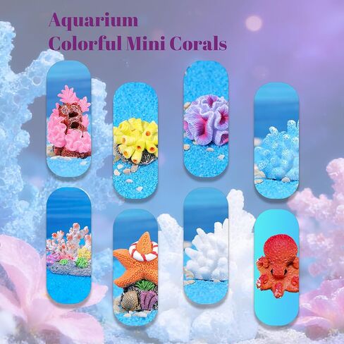 10-Piece Aquarium Decorating Set, Featuring Artificial Aquatic Plants and Mini Corals, Colorful Fish Tank Decorations, Made of PVC and Synthetic Resin in Kuwait